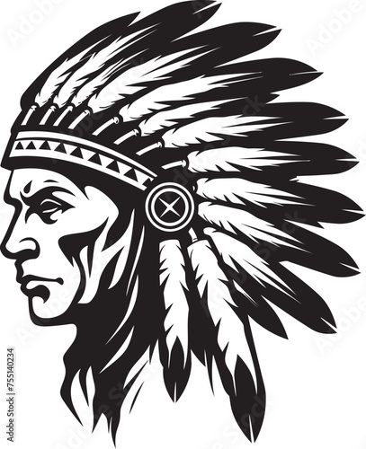 Brave Defender Tribal Emblem Vector Desert Protector Apache Symbol Icon