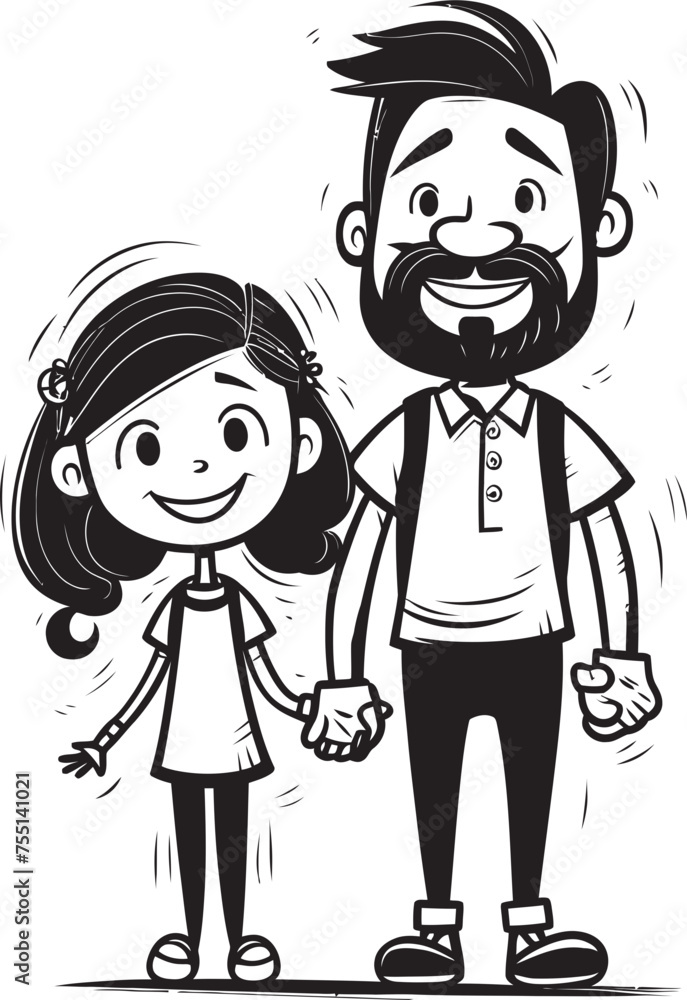 Blissful Bonding Father and Daughter Vector Playful Parenting Cartoon Logo Iconography Blissful Bonding Father and Daughter Vector Playful Parenting Cartoon Logo Iconography