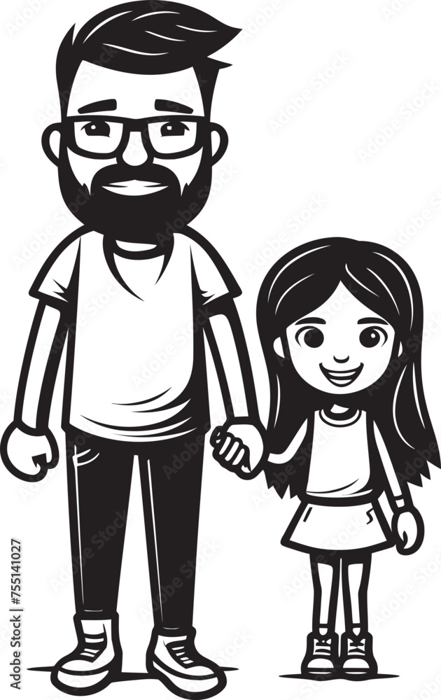 Playful Parenting Cartoon Logo Iconography Smiles and Hugs Father Daughter Graphic Design Playful Parenting Cartoon Logo Iconography Smiles and Hugs Father Daughter Graphic Design