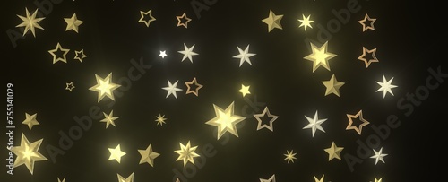 Shimmering Starry Christmas: Spectacular 3D Illustration Showcasing Falling Holiday Stars © vegefox.com
