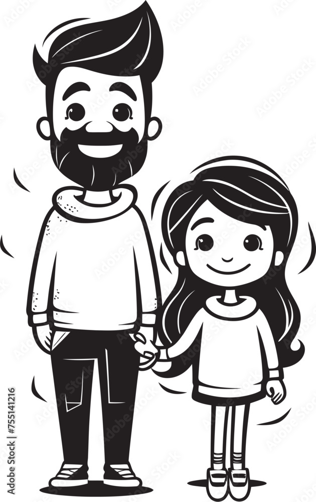 Joyful Hugs Cartoon Emblematic Design Heartwarming Memories Father and Daughter Vector Joyful Hugs Cartoon Emblematic Design Heartwarming Memories Father and Daughter Vector