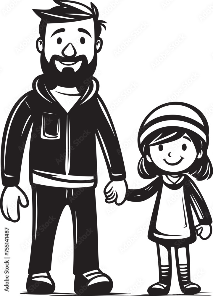 Dads Delight Cartoon Bonding Emblem Joyful Moments Father Daughter Iconic Design Dads Delight Cartoon Bonding Emblem Joyful Moments Father Daughter Iconic Design