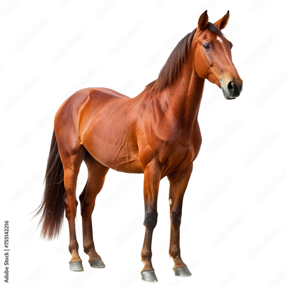 Obraz premium Brown Horse isolated on transparent background.