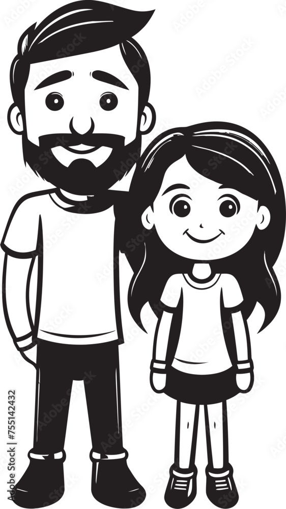 Fototapeta premium Cheerful Connection Father Daughter Emblem Daddys Joyride Cartoon Logo Design