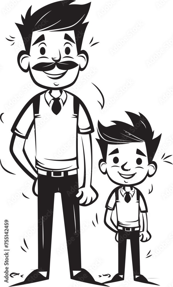 Playful Parenthood Father Son Graphic Design Joyous Connection Cartoon Emblem Icon