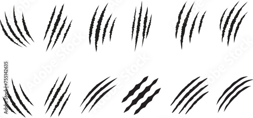 Claw scratches icon vector set. photo