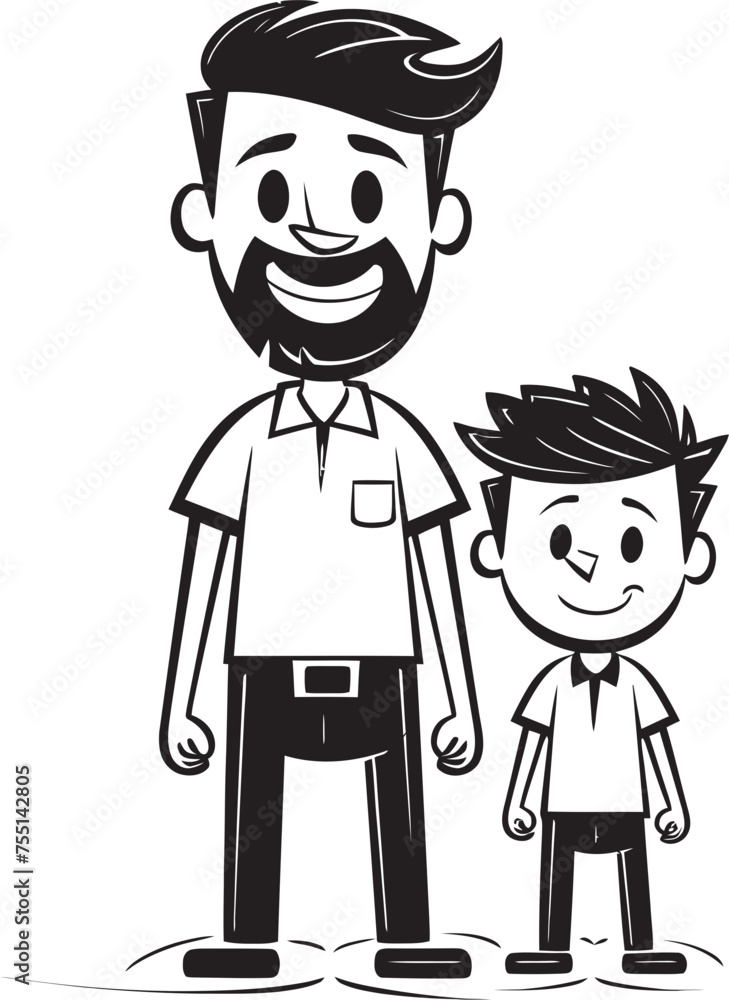 Blissful Bond Cartoon Vector Emblem Daddys Love Happy Family Graphic