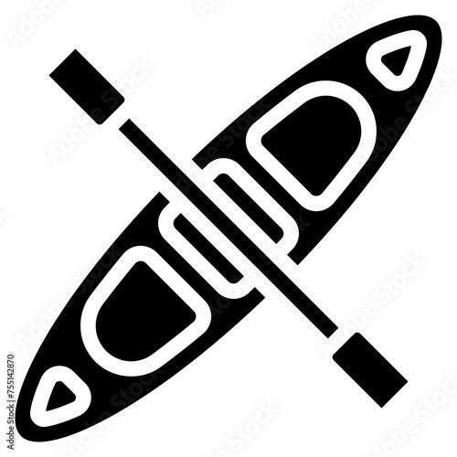 Canoe With Oar Icon