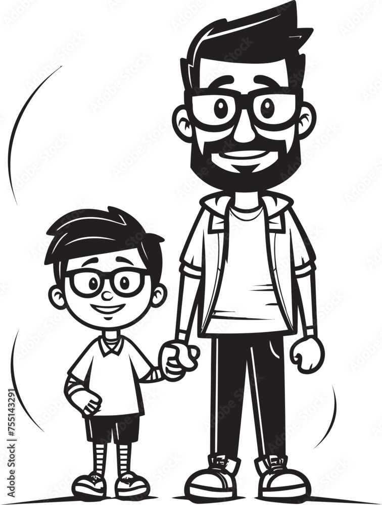 Dads Little Hero Cartoon Vector Symbol Heartwarming Connection Father Son Emblematic Design