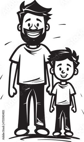 Loving Laughter Cartoon Emblematic Symbol Fun filled Memories Happy Dad and Son Icon