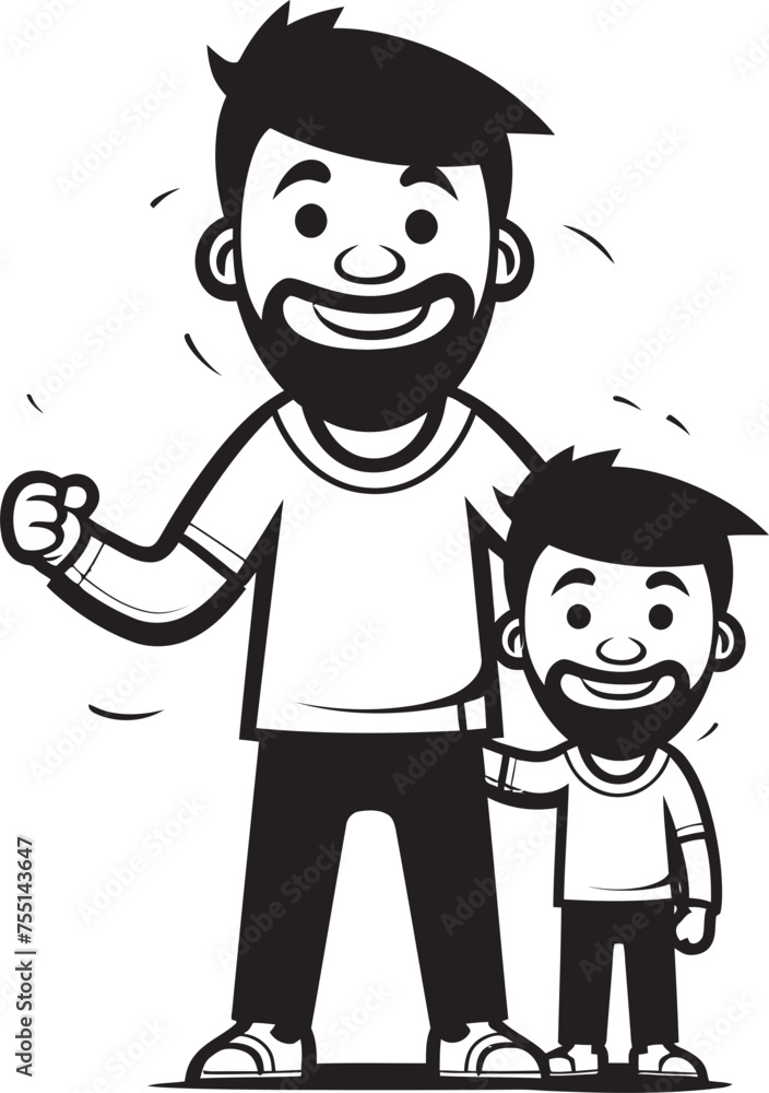 Playful Parenthood Cartoon Vector Symbol Loving Laughter Happy Family Emblem Playful Parenthood Cartoon Vector Symbol Loving Laughter Happy Family Emblem