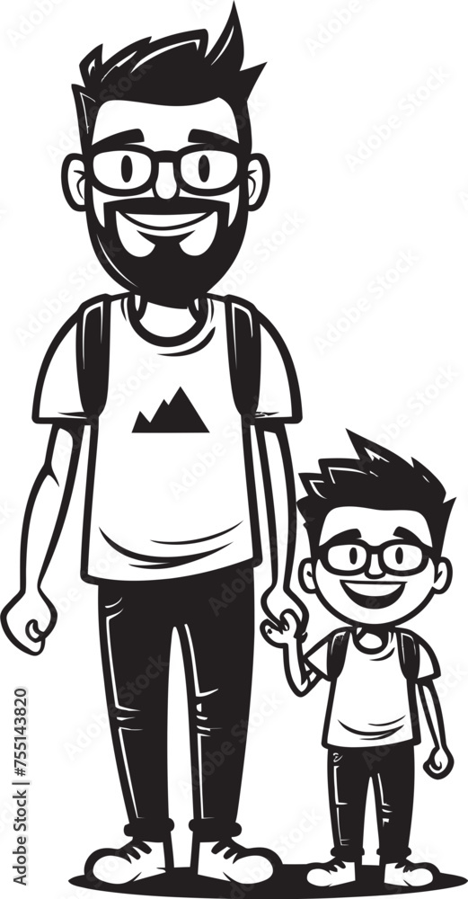 Joyous Connection Happy Family Design Daddys Joyride Cartoon Emblematic Symbol