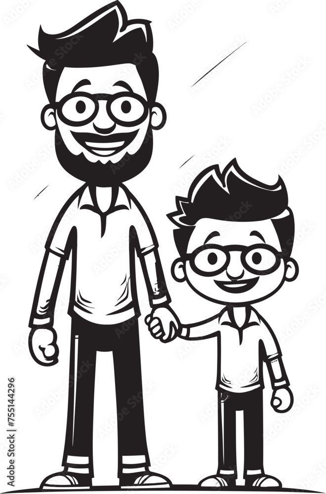 Heartfelt Happiness Cartoon Iconic Design Loving Laughter Father Son Emblematic Emblem Heartfelt Happiness Cartoon Iconic Design Loving Laughter Father Son Emblematic Emblem