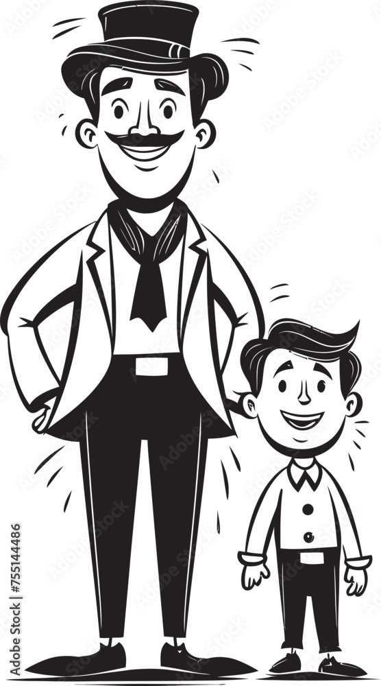 Cheerful Moments Father Son Vector Emblem Joyous Connection Cartoon Vector Symbol Cheerful Moments Father Son Vector Emblem Joyous Connection Cartoon Vector Symbol
