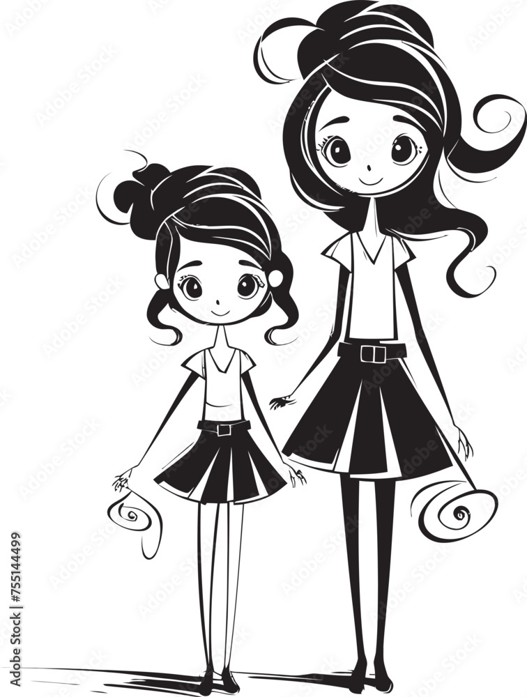 Joyful Mommy Daughter Bond Cartoon Emblem Family Fun Moments Happy Mom and Daughter Icon Joyful Mommy Daughter Bond Cartoon Emblem Family Fun Moments Happy Mom and Daughter Icon