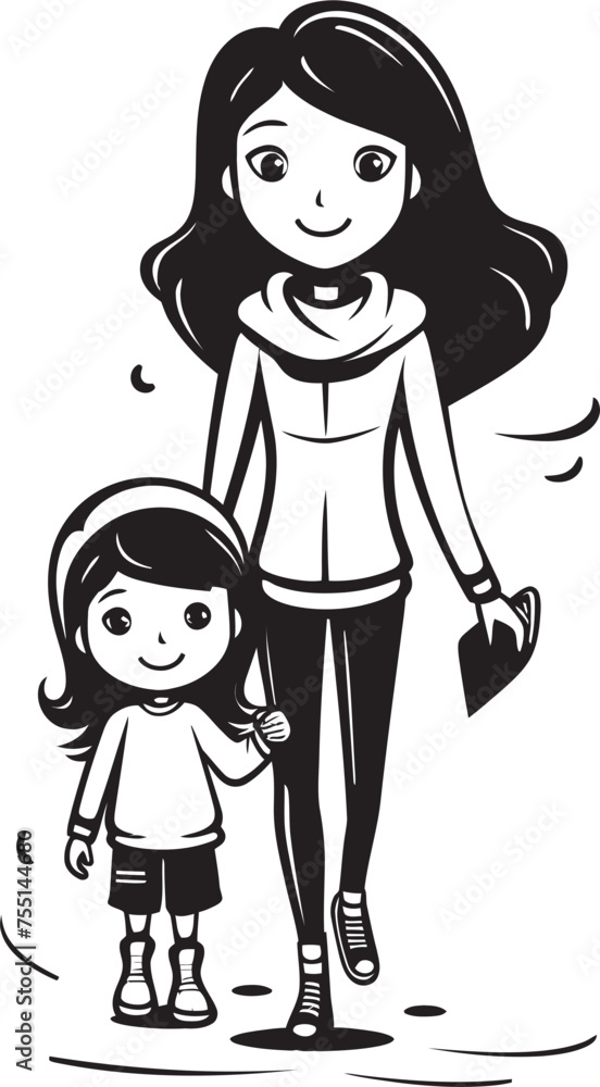 Cherished Moments Happy Family Vector Moms Little Princess Cartoon Iconic Emblem Cherished Moments Happy Family Vector Moms Little Princess Cartoon Iconic Emblem
