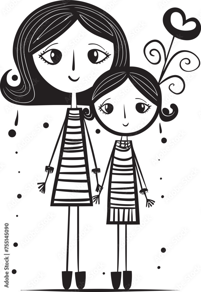Moms Little Girl Happy Family Vector Sweet Smiles Cartoon Iconic Graphic Moms Little Girl Happy Family Vector Sweet Smiles Cartoon Iconic Graphic