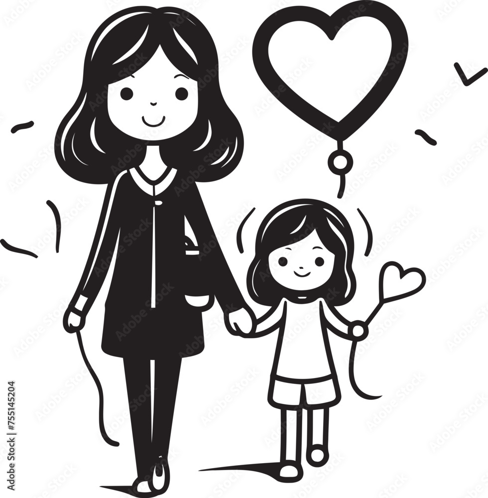 Blissful Bond Cartoon Vector Emblem Mommys Love Happy Family Graphic Blissful Bond Cartoon Vector Emblem Mommys Love Happy Family Graphic