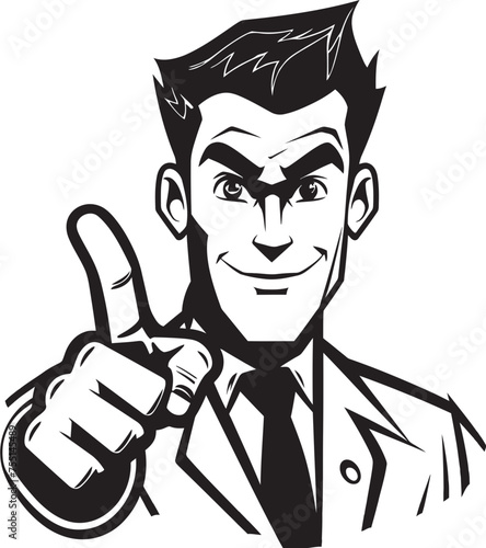 Playful Pointer Mans Finger Emblematic Design Communicative Cartoon Finger Sign Iconic Symbol