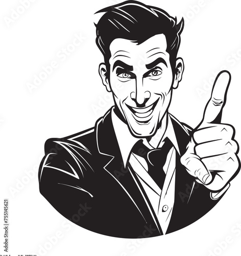 Communicative Character Finger Sign Emblem Expressive Illustration Cartoon Man Icon