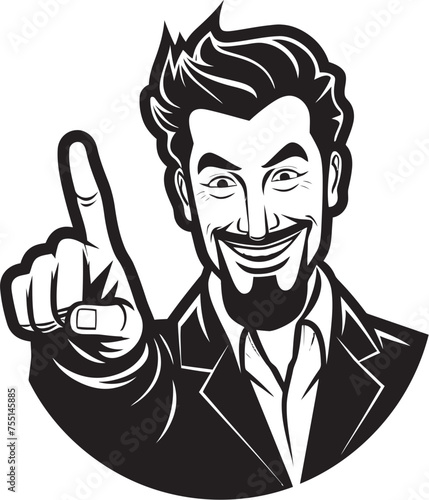 Dynamic Pose Cartoon Vector Symbol Communicative Cartoon Mans Finger Emblem
