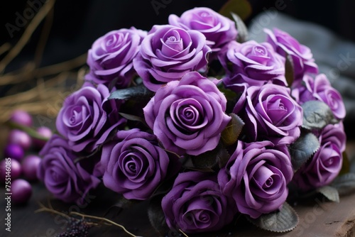 Velvety Violet roses. Petal color beauty. Generate Ai © juliars