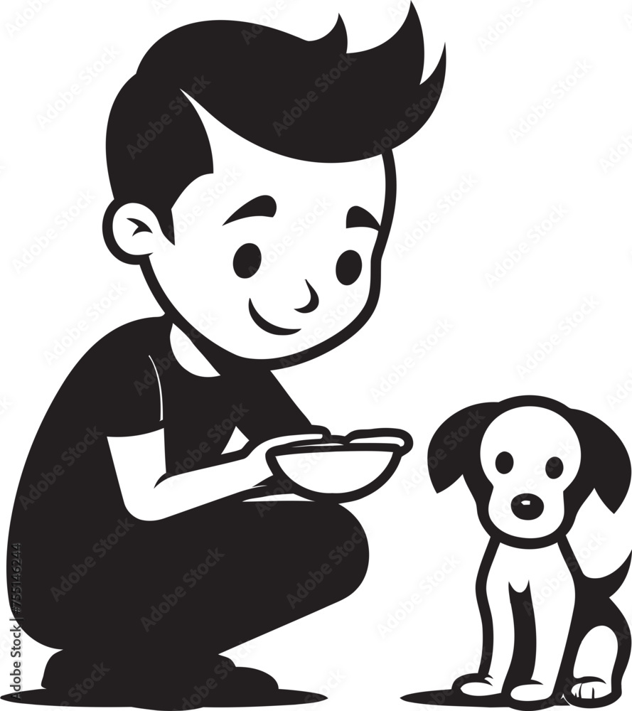 Puppy Love Cartoon Vector Icon Heartwarming Hugs Boy and Puppy Emblem Puppy Love Cartoon Vector Icon Heartwarming Hugs Boy and Puppy Emblem