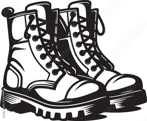 Tactical Toughness Utility Boots Emblem Elite Endurance Combat Boots Vector Symbol