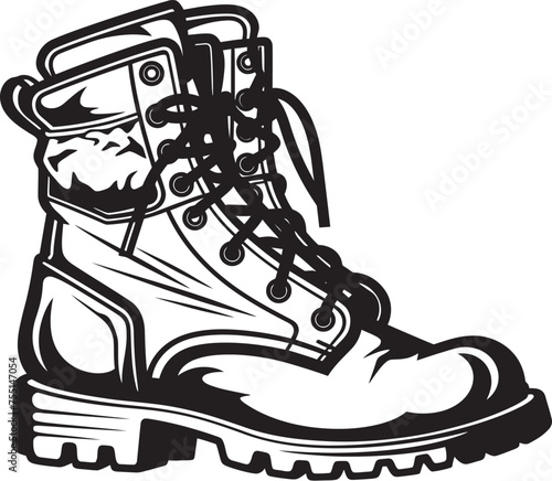 Battle Ready Vector Logo Icon Field Proven Utility Boots Emblematic Symbol
