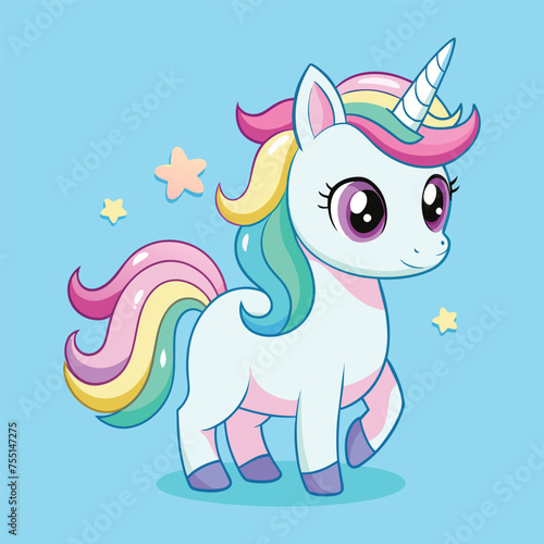 Cute Unicorn Surprised Cartoon Vector Icon Illustration