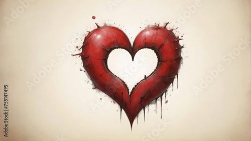 red heart painted with paint
