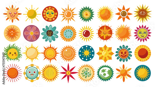 set of sun icon vector on a white background