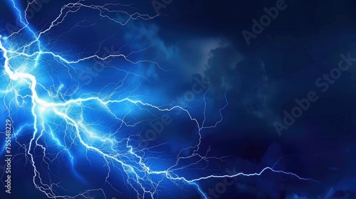 bright lightning on a dark blue background