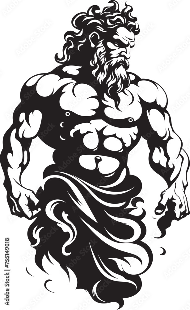 Mythic Defender Iconic Hercules Emblem Legendary Muscle Vector Symbol Design