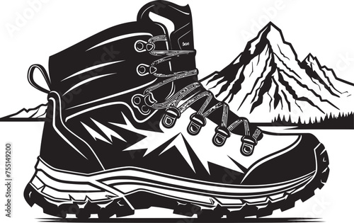 Nature Explorer Iconic Shoe Design Trekking Trailblazer Vector Logo Icon