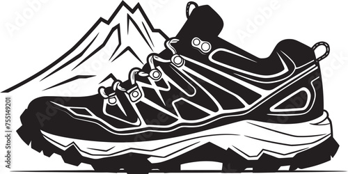 Trekking Trailblazer Vector Logo Icon Hiking Hero Outdoor Shoe Emblematic Symbol