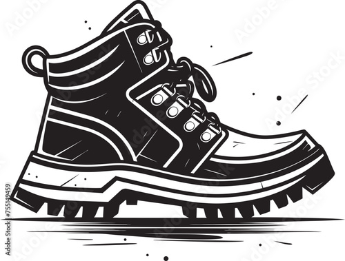 Hiking Haven Vector Logo Graphic Adventure Expedition Iconic Shoe Symbol