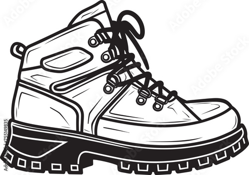Trekking Trailblazer Vector Logo Icon Hiking Hero Outdoor Shoe Emblematic Symbol