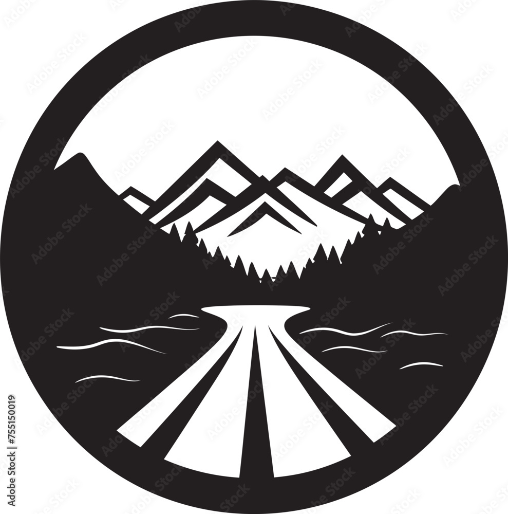 Fototapeta premium Pure Panorama Clean Vector Nature Emblem Earthly Elegance Minimalist Landscape Graphic