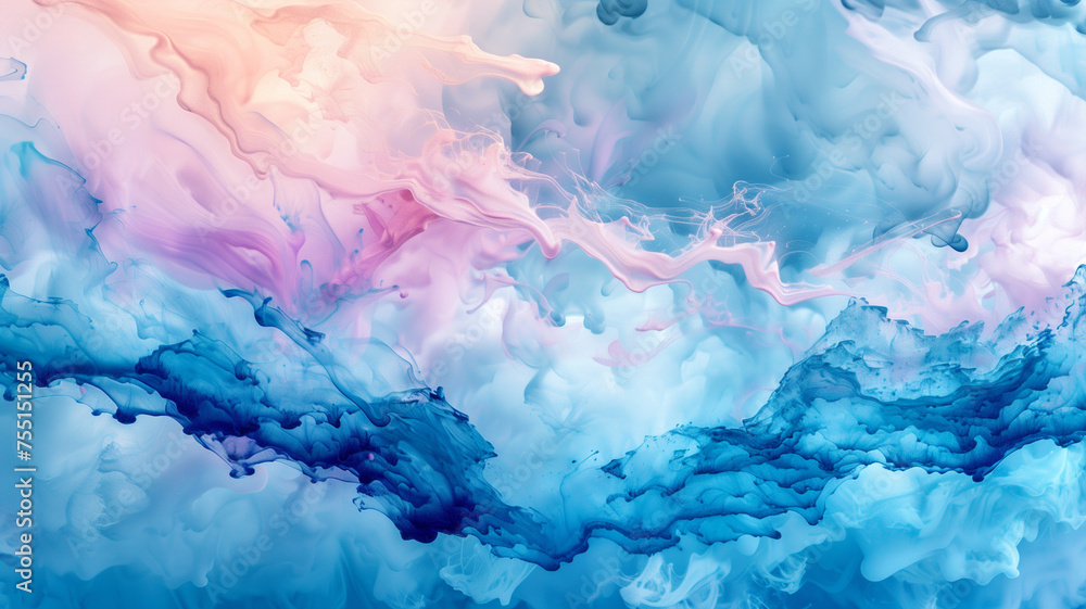 Whimsical wonders: exploring pastel clouds through the mesmerizing artistry of alcohol ink technique, a vibrant and colorful background that paints a dreamy and enchanting atmosphere
