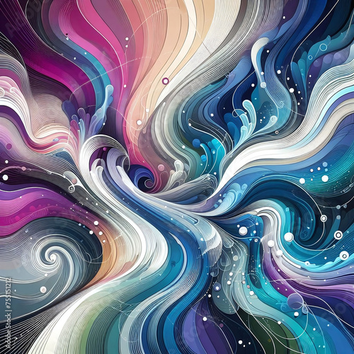 Abstract art with vibrant colors swirling patterns painted texture in motion energetic dynamic lines gradient modern artistic fluid energy elegance fantasy visual art composition decoration style