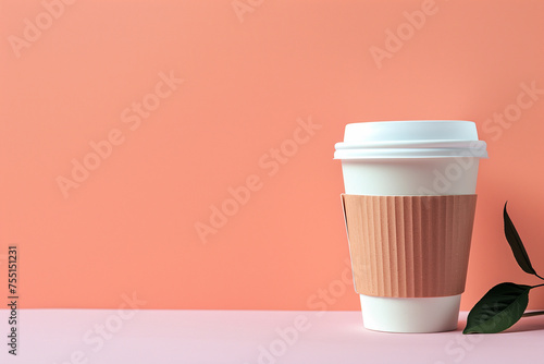 mocap of an empty paper cup of coffee in trend color prsik fuzz photo