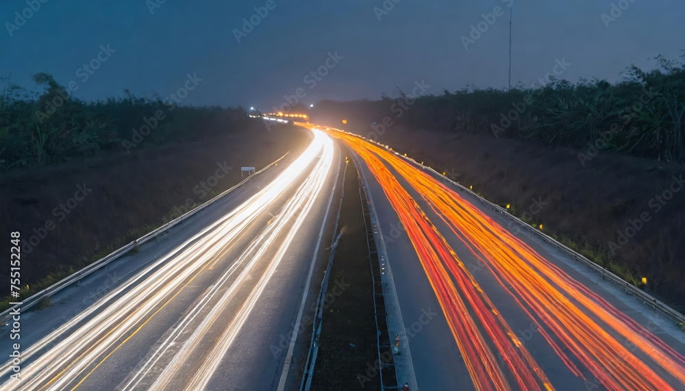 Generated image of A highway scene at night, with the glow of tail lights stretching into the distance Generated image of A highway scene at night, with the glow of tail lights stretching into the distance