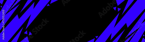 sports background, banner design in blue and black with pointed shapes and empty space