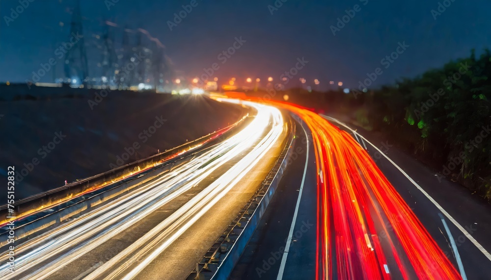 Generated image of A highway scene at night, with the glow of tail lights stretching into the distance