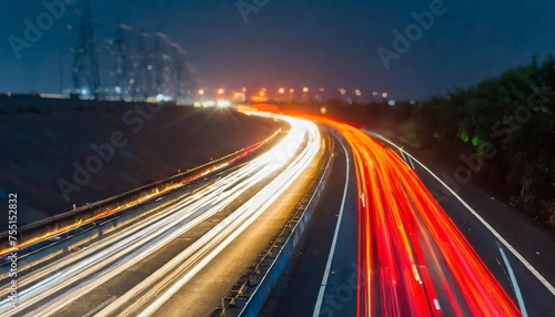 Generated image of A highway scene at night, with the glow of tail lights stretching into the distance