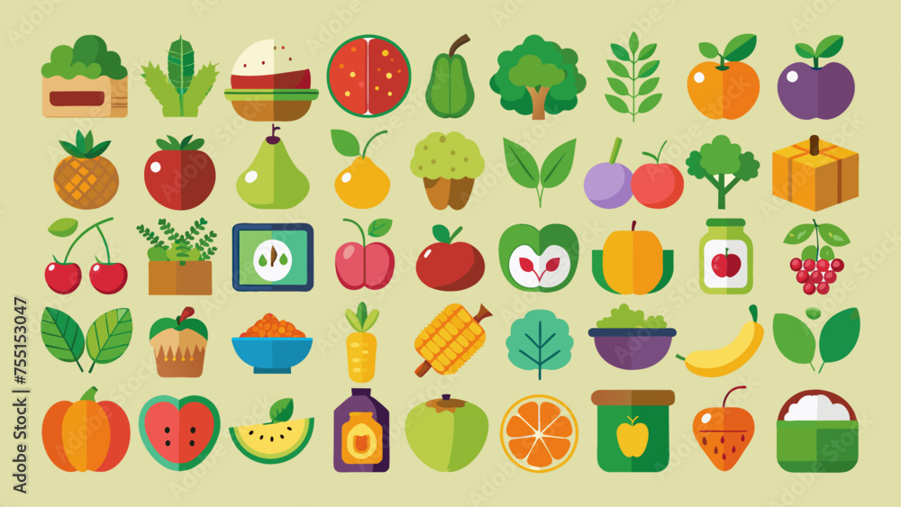 set organic food icon set organic food icon