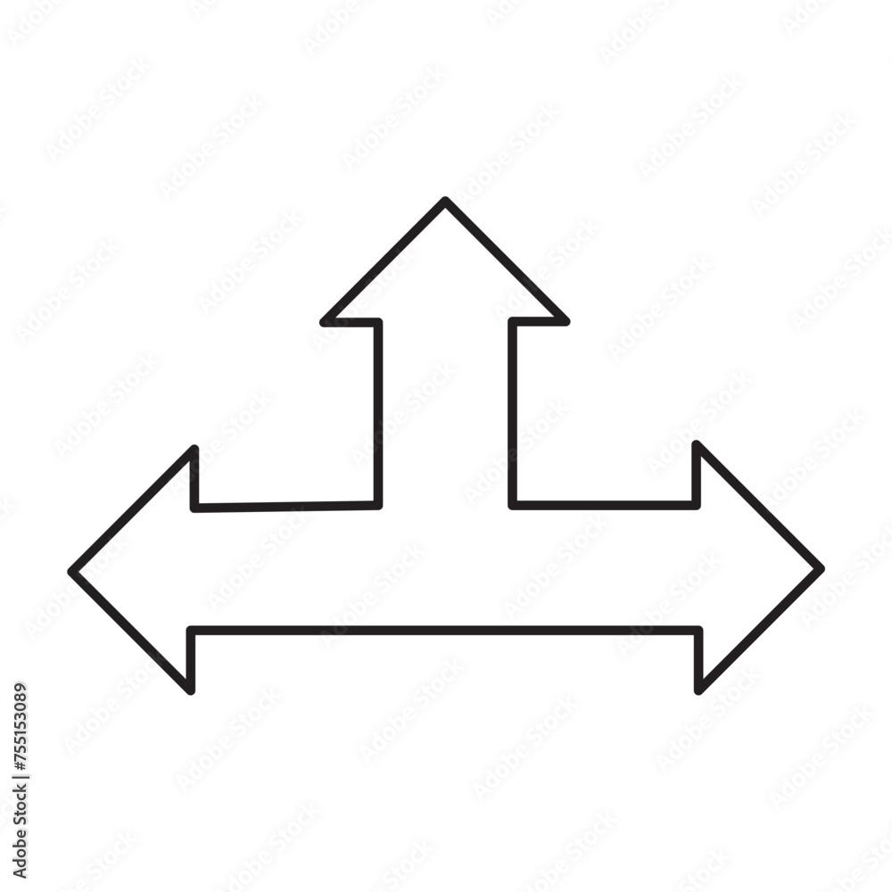 Three Headed Arrow Icon in trendy flat style isolated on white background. Arrow symbol for your web site design, logo, app, UI. Vector illustration, EPS10 . Three Headed Arrow Icon in trendy flat style isolated on white background. Arrow symbol for your web site design, logo, app, UI. Vector illustration, EPS10 .