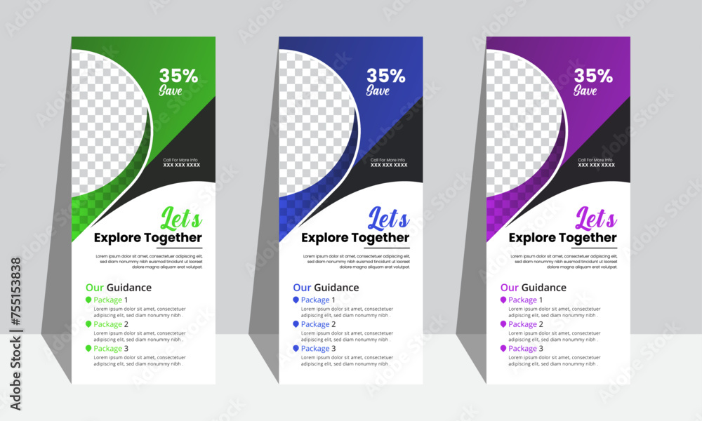 Creative roll up banner template design for travel , vactor file illustration with tree color version available . Creative roll up banner template design for travel , vactor file illustration with tree color version available .