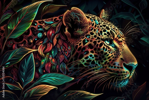 Jungle Leopard Jaguar Wallpaper Background Generative AI